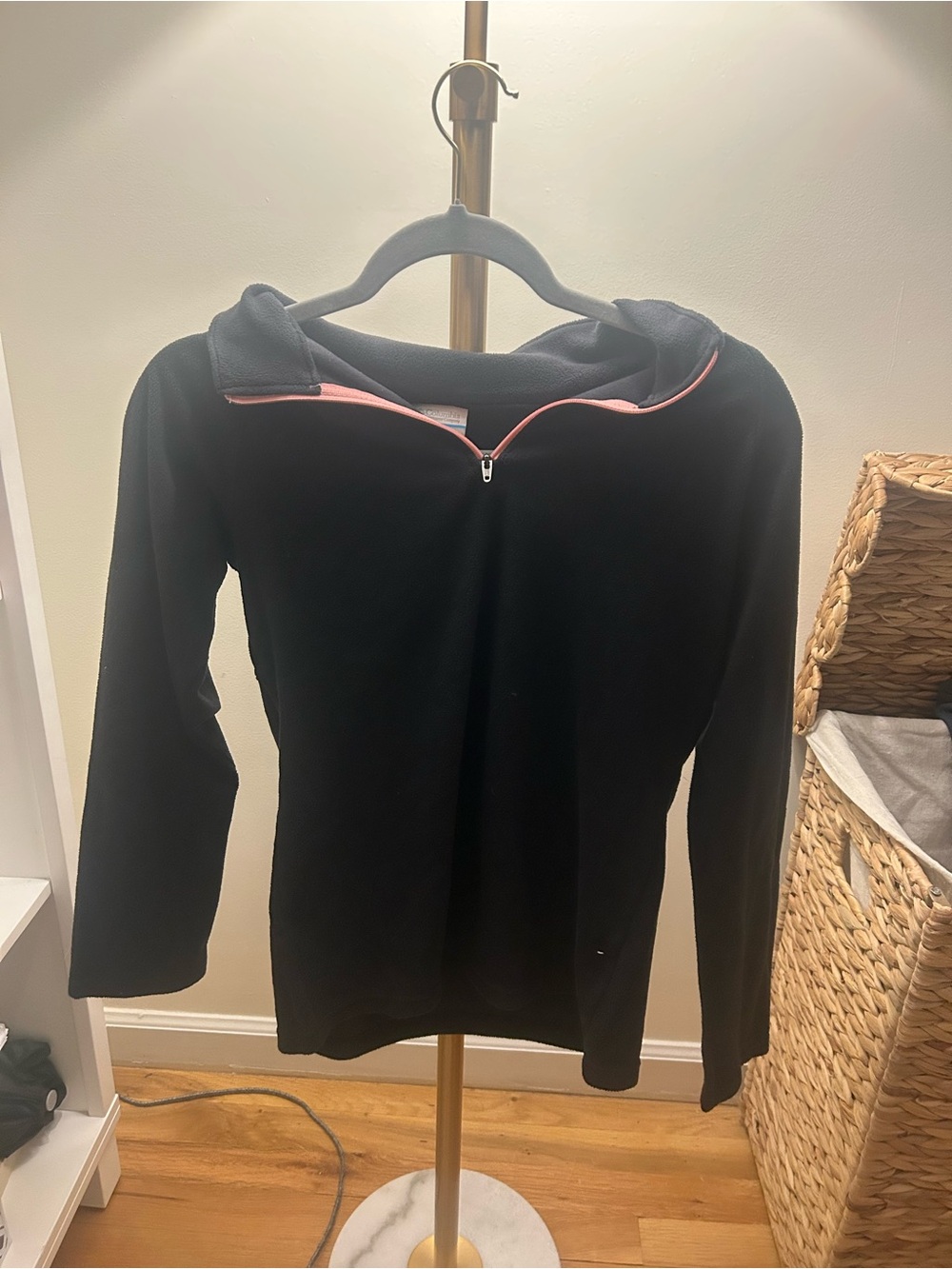 Kids Black Hoodie with Pink Trim - Youth Pullover Sweatshirt